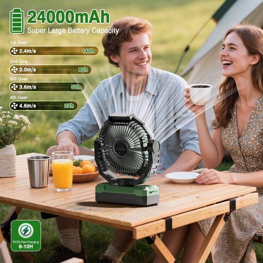 FRIZCOL 3-in-1 Camping Fan - Portable Fans Rechargeable - 24000mAh Battery Powered Fan(140Hrs) with Light